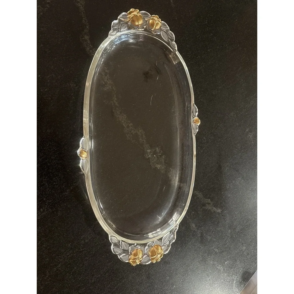 MIKASA Gilded Rose Crystal Oblong‎ Canape Tray 15 3/4